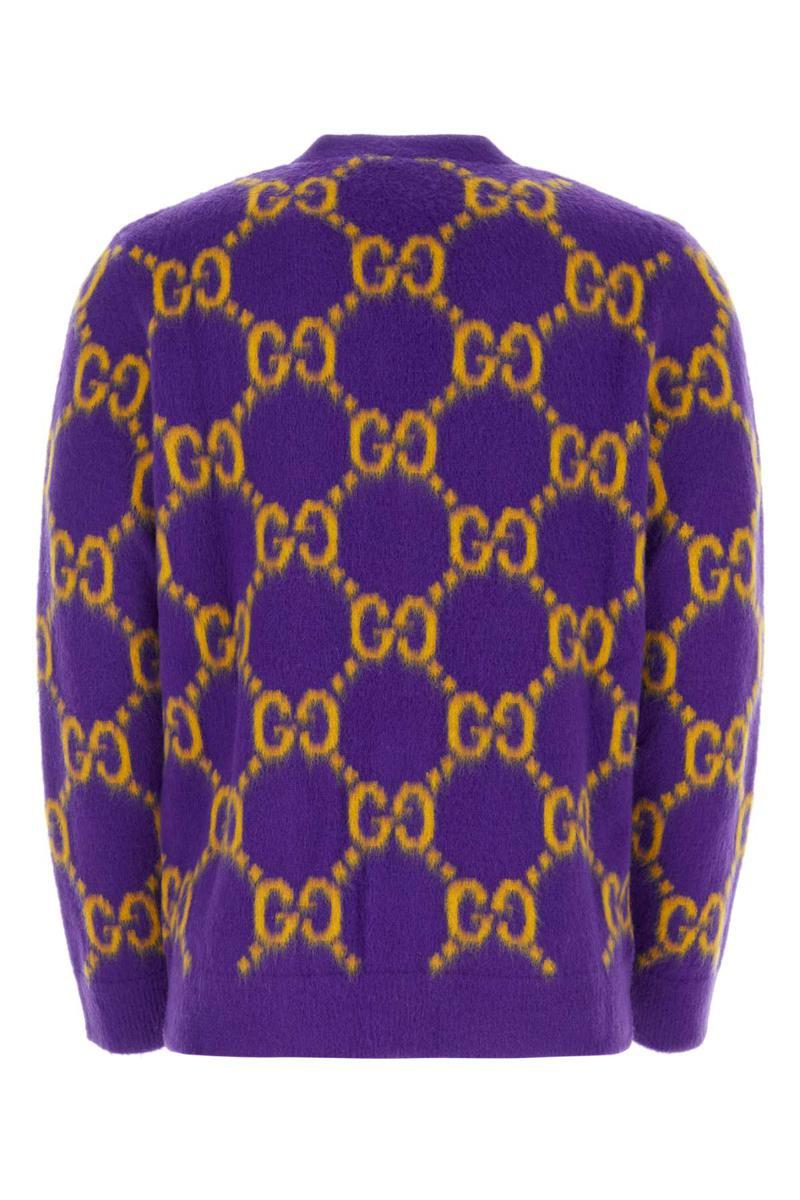 Gucci Embroidered Wool Cardigan in Purple for Men Lyst