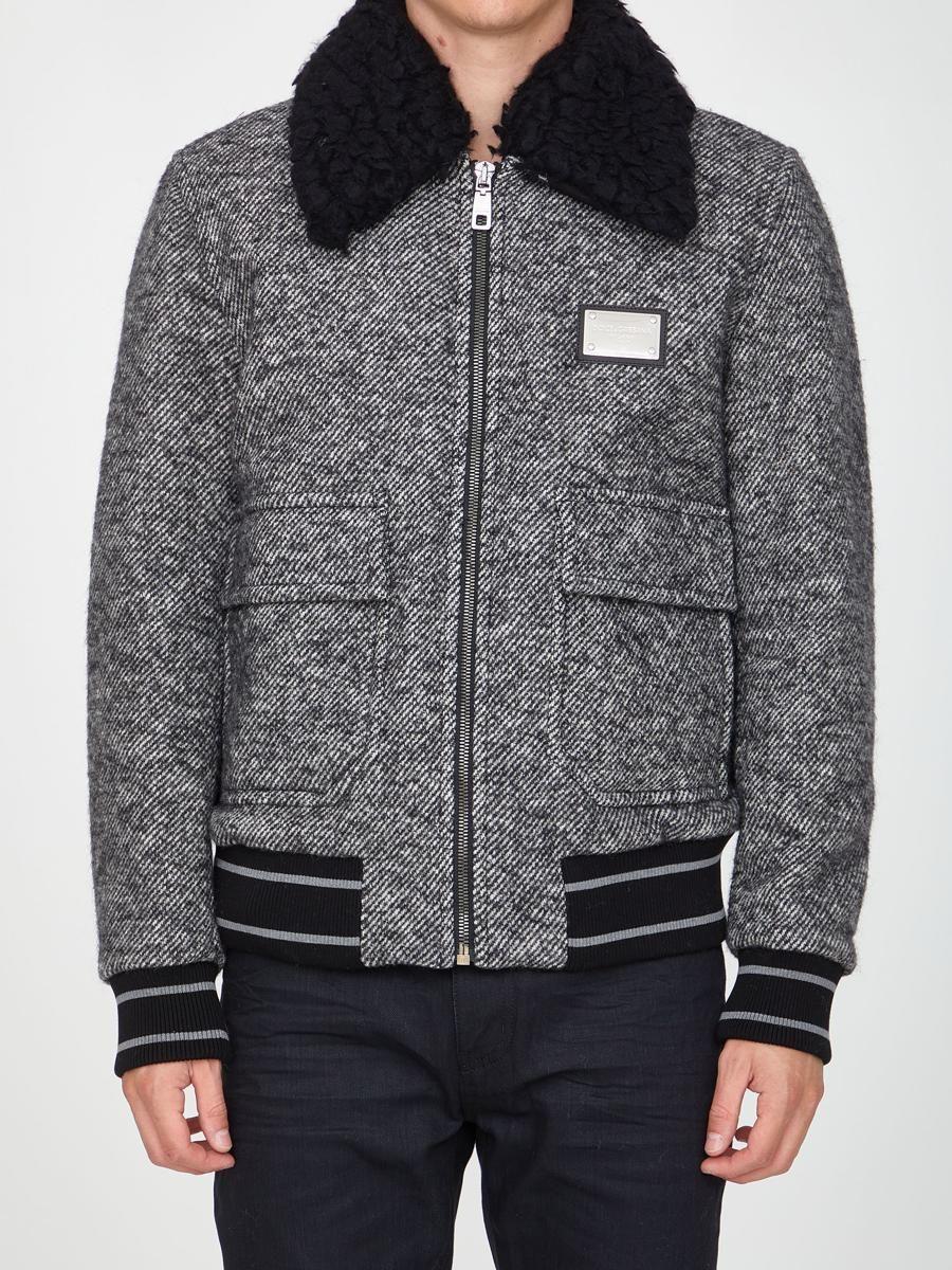 grey wool bomber jacket