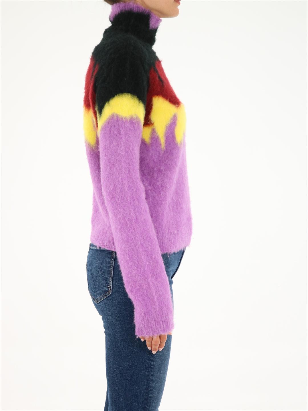 Loewe Wool Multicolor Intarsia Sweater in Purple | Lyst