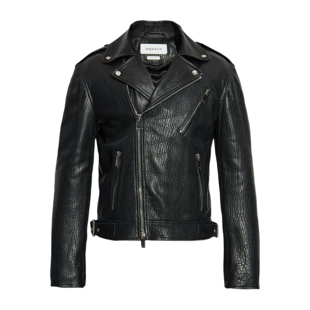 レザージャケット・コート ALEXANDER MCQUEEN BLACK LEATHER OVERSIZE JACKET Women's Cropped Leather Jacket in Black | McQueen US