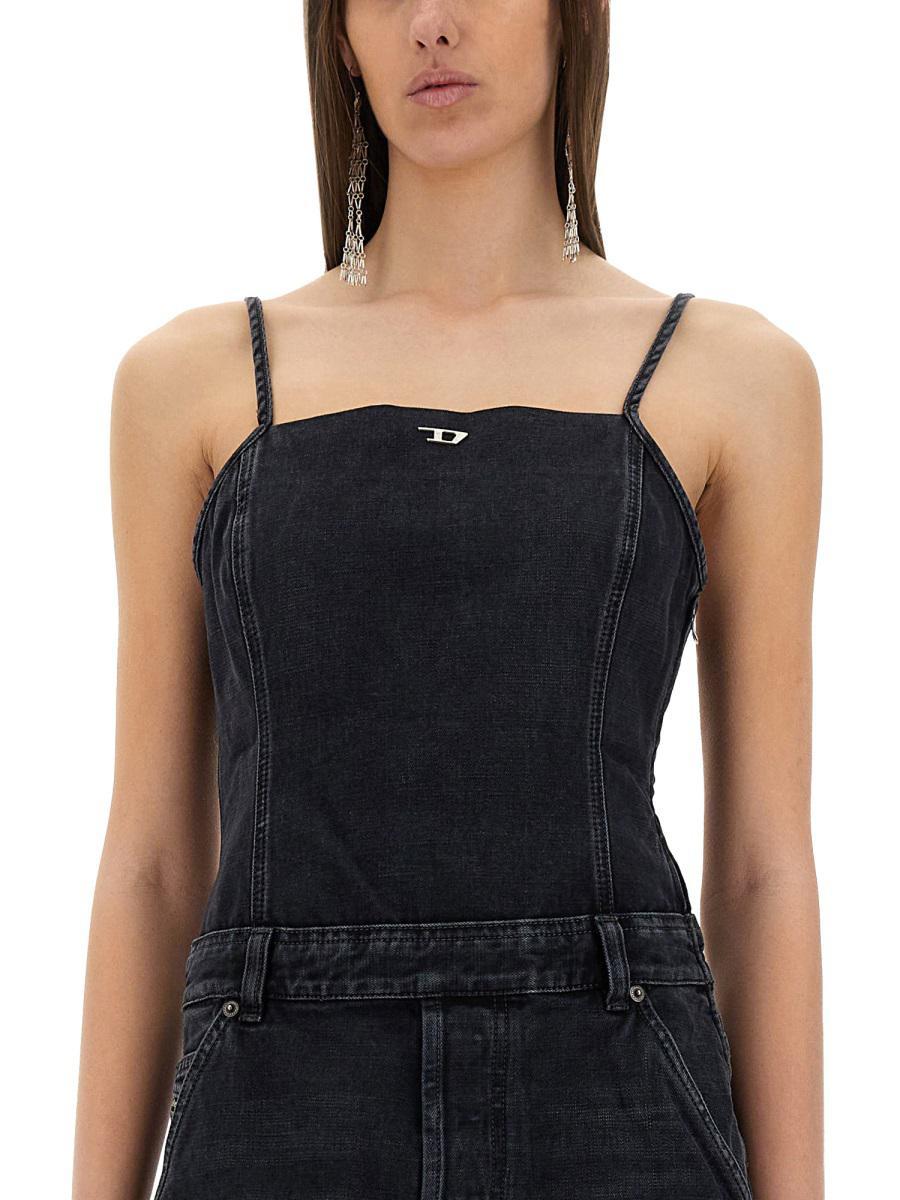 【関税込み】Diesel Jumpsuit With Denim Straps Women's Strappy jumpsuit in batavia-weave denim | Black | Diesel