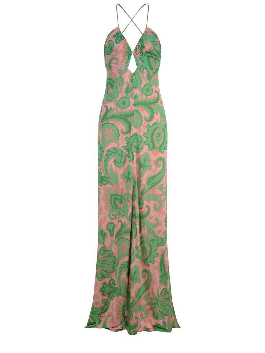 オールインワン・サロペット Etro Maxi Dress With Deep V-Neckline And Floral Patterns ETRO Floral-print tiered silk-chiffon maxi dress | NET-A-PORTER