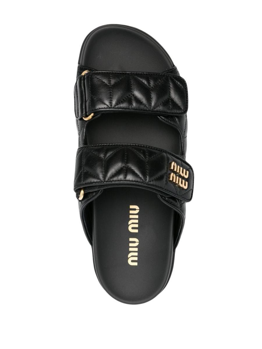 サンダル・ミュール MiuMiu Black nappa leather sandals (5X432EF085038 F0967) Miu Miu Black Nappa Leather Sandals | italist