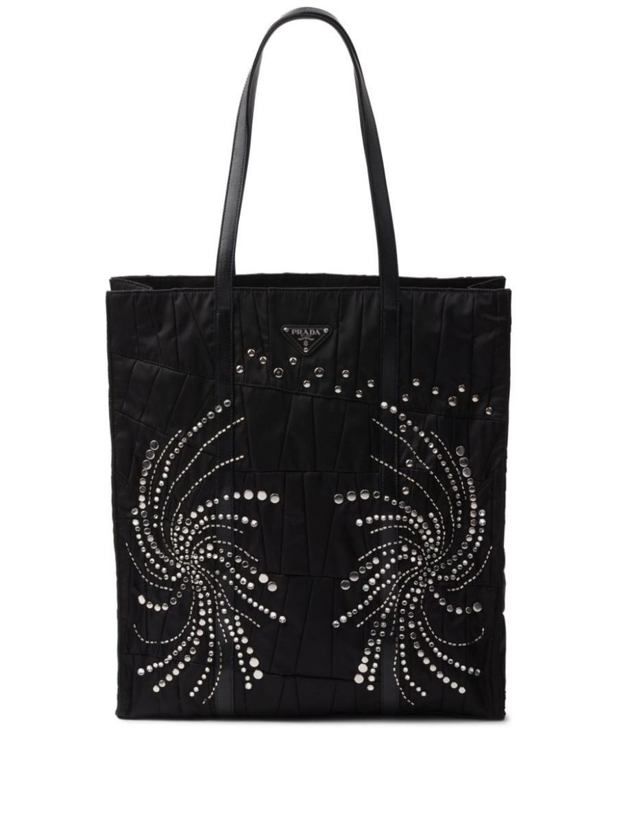 エコバッグ PRADA PRINTED RE-NYLON SHOPPING BAG Prada Multicolor Nylon Floral Print Shopping Zip Tote Bag