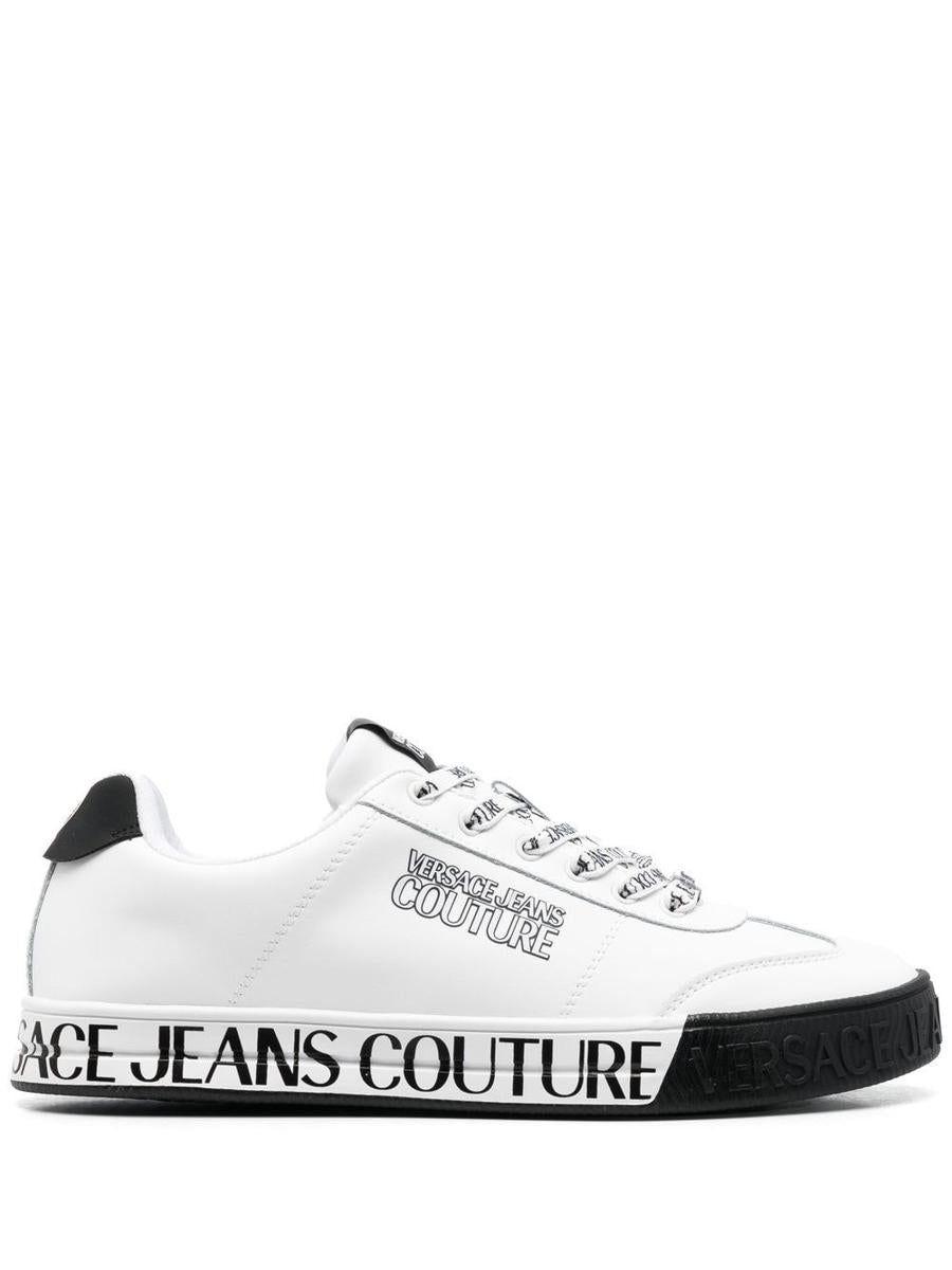 Versace Jeans Couture Logo Print Trainers in White for Men | Lyst