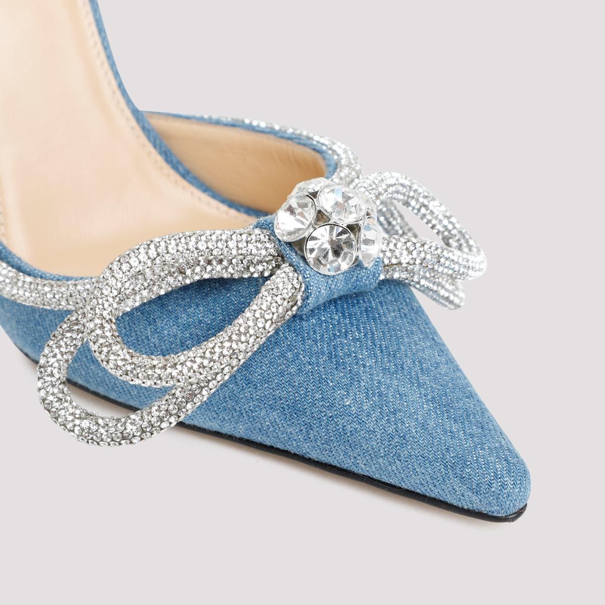 Mach & Mach bow-detail Denim Sandals - Blue
