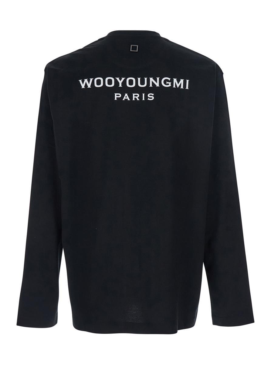 WOOYOUNGMI PARIS　LOGOロンTEE Black Dyed Lettering Long Sleeve T-Shirt - WOOYOUNGMI