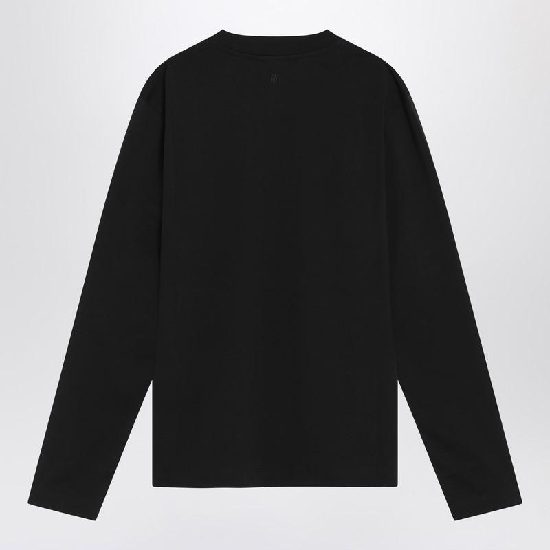 大人気!!! ★ AMI de Coeur Long Sleeves T-Shirt Black ★ Black Red Ami De Coeur Long Sleeves T-Shirt | AMI PARIS