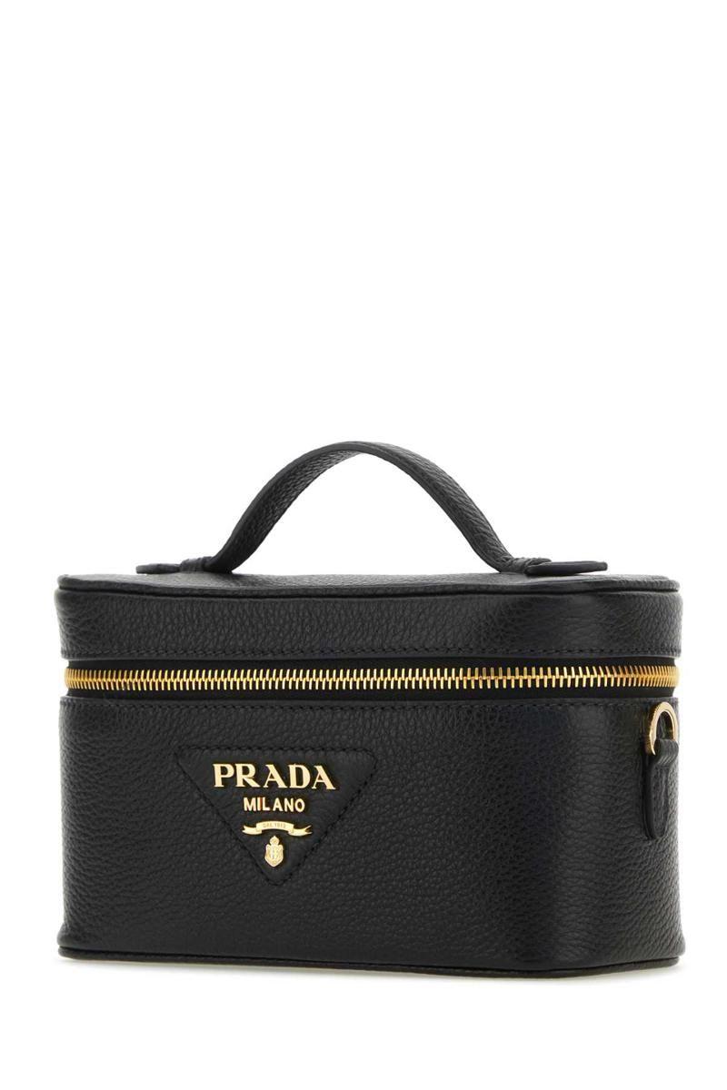 Prada Logo-plaque Leather Mini-bag in Black | Lyst