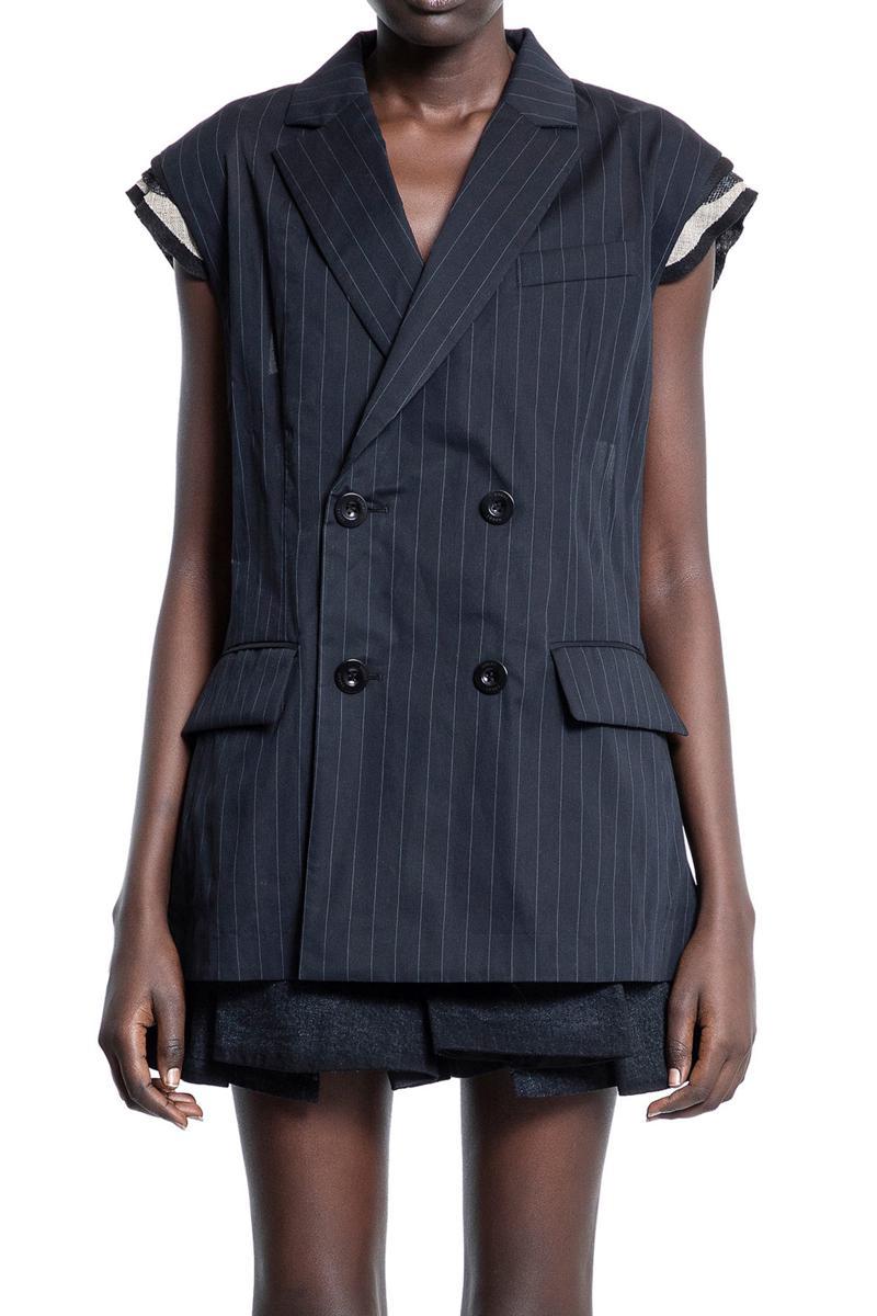 ベスト・ジレ SACAI Women Vests 2507754 BLACK sacai: Women's Sleeveless Pleated Blazer (Black) | DSML E-SHOP