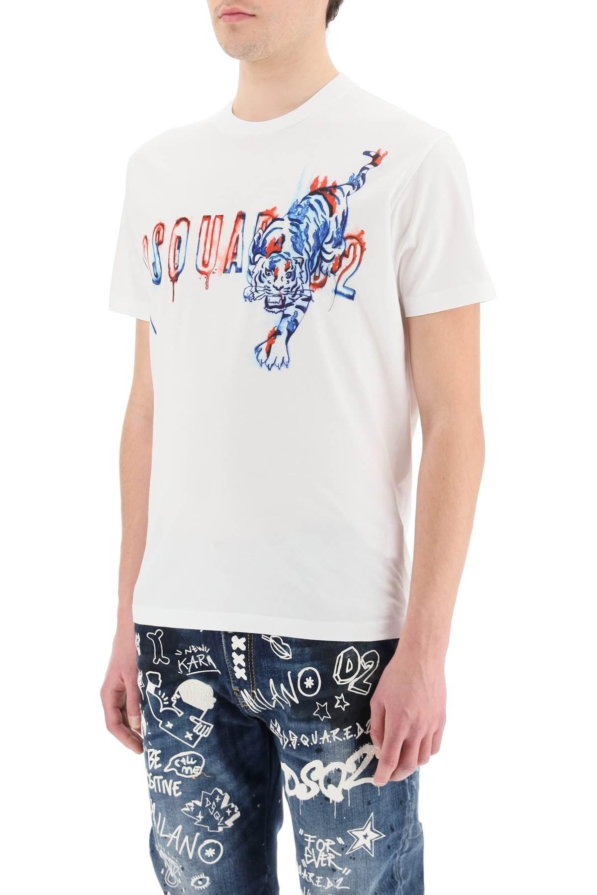 Tiger Doodle Logo Print T-shirt 
