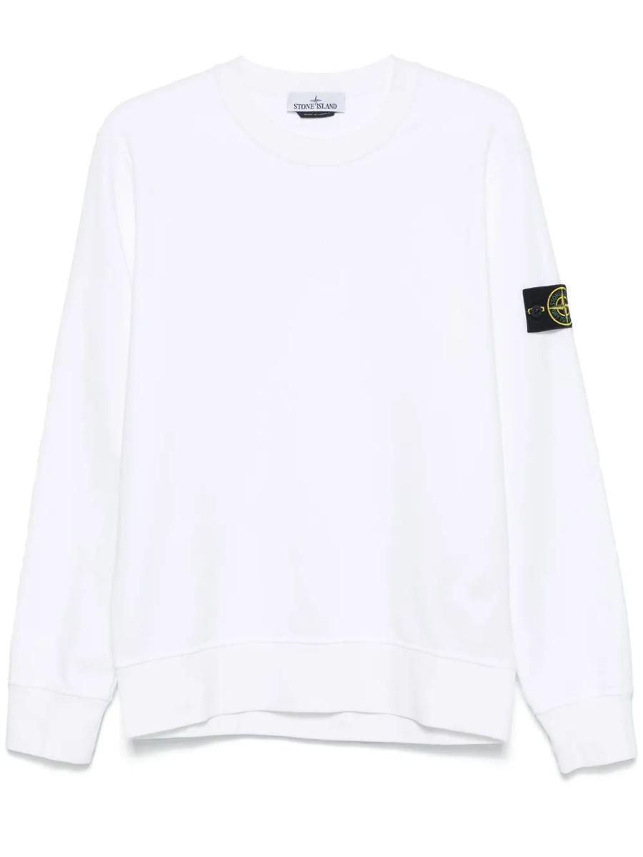 Tシャツ・カットソー Stone  Organic Cotton Fleece Crewneck Sweatshirt White Stone Island Crewneck Sweatshirt Organic Cotton Fleece in