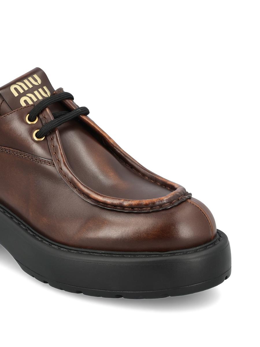 miumiu ミュウミュウ プラットフォーム エナメル レースアップ MIU MIU ミュウミュウ fume レースアップ レザー Shoes シューズ