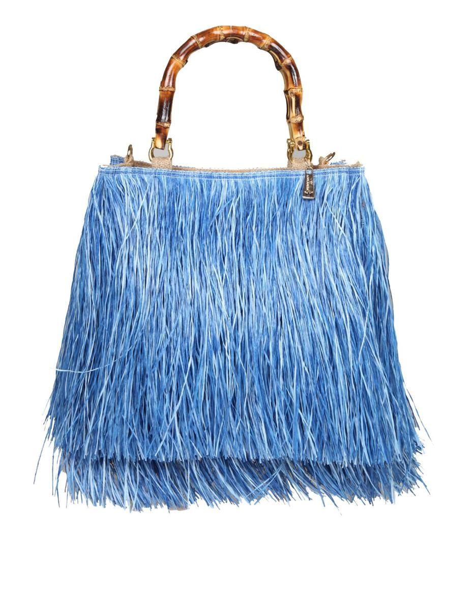 La Milanesa Raffia Bag in Blue | Lyst