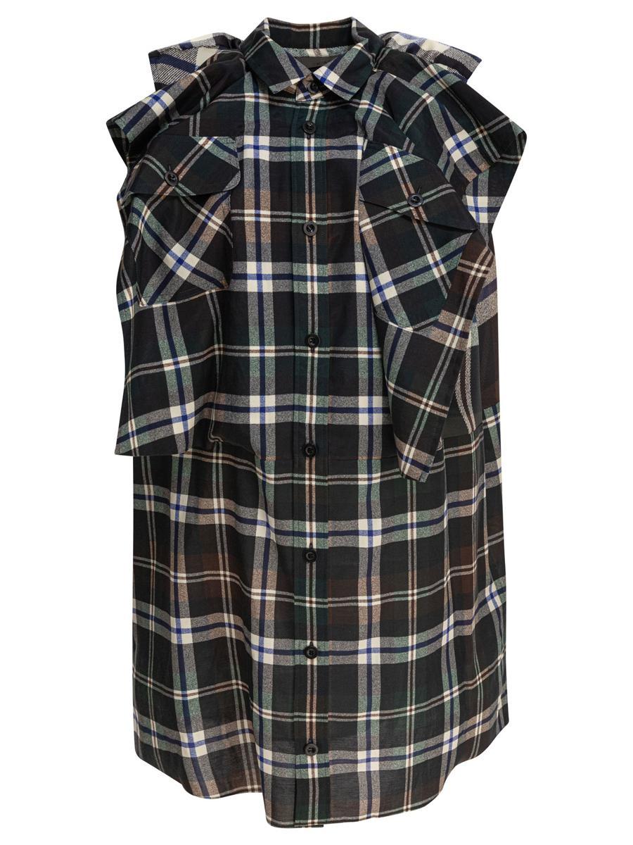 Designer Sacai Asymmetric Plaid Dresses for Women - Up to 69