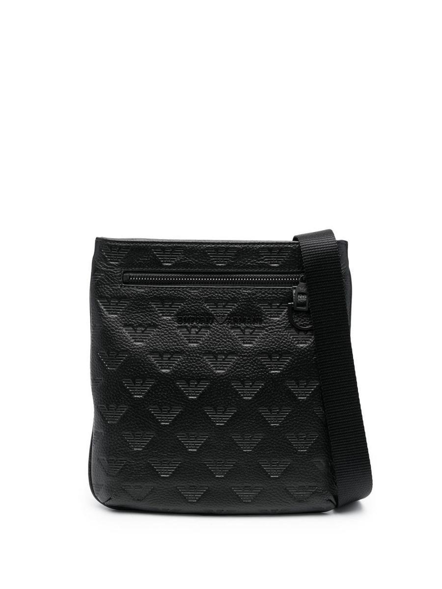 Talla dejar Arcaico Emporio Armani Logo-print Calf Leather Messenger Bag in Black for Men | Lyst