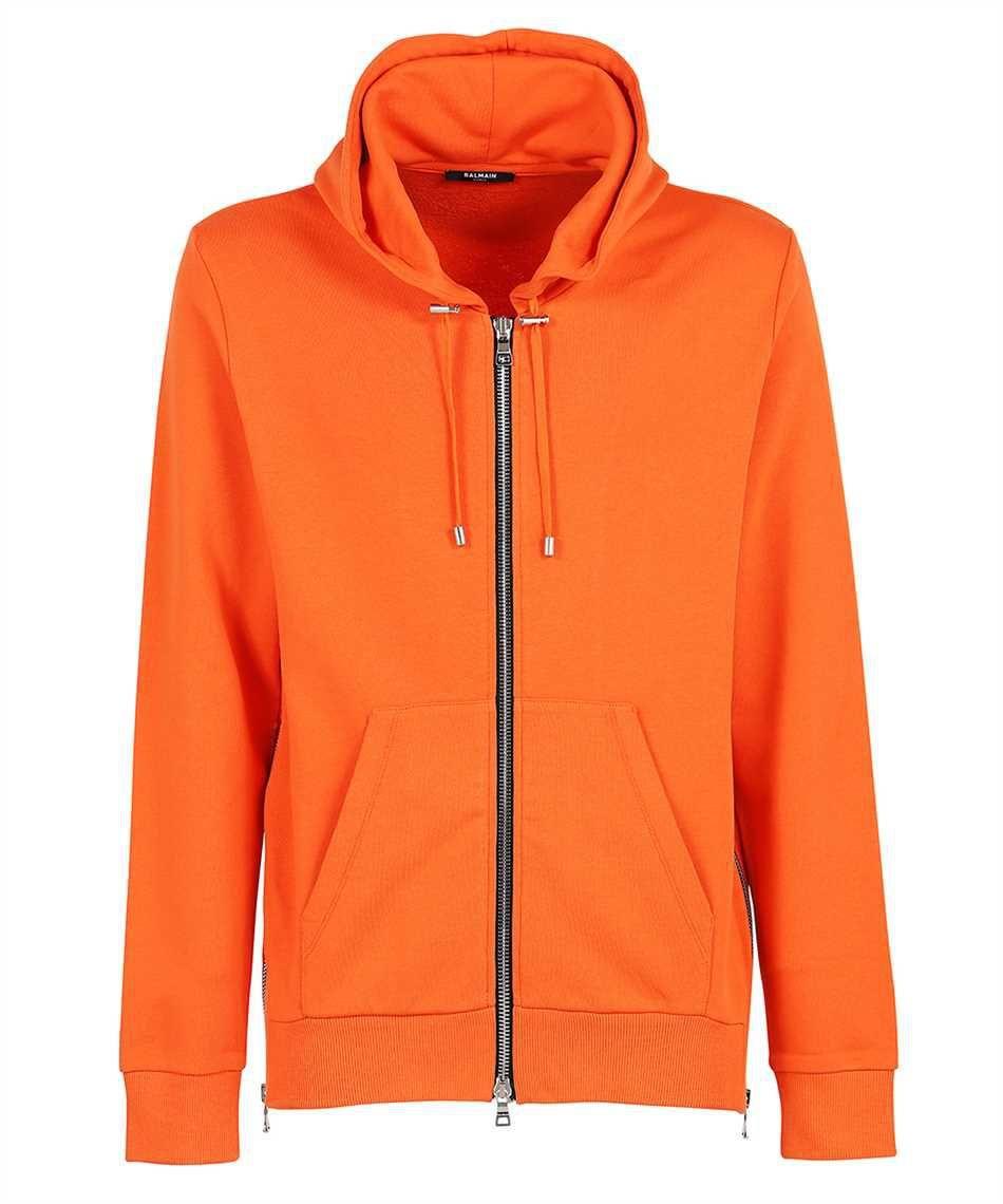 Balmain Cotton Full-zip Sweatshirt in Orange for Men
