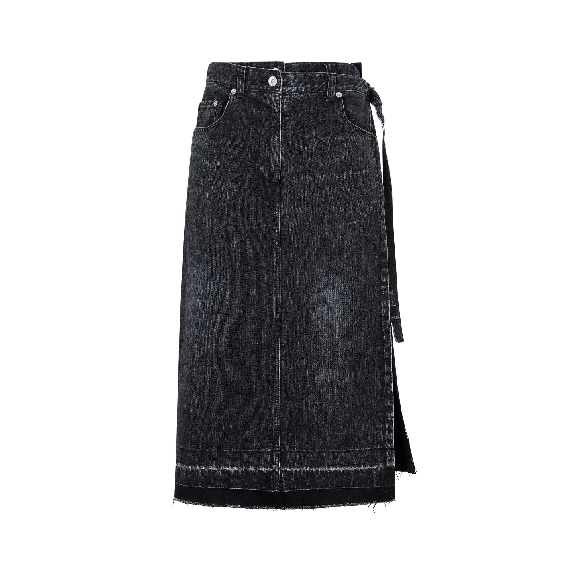 Sacai Denim Skirt in Black | Lyst
