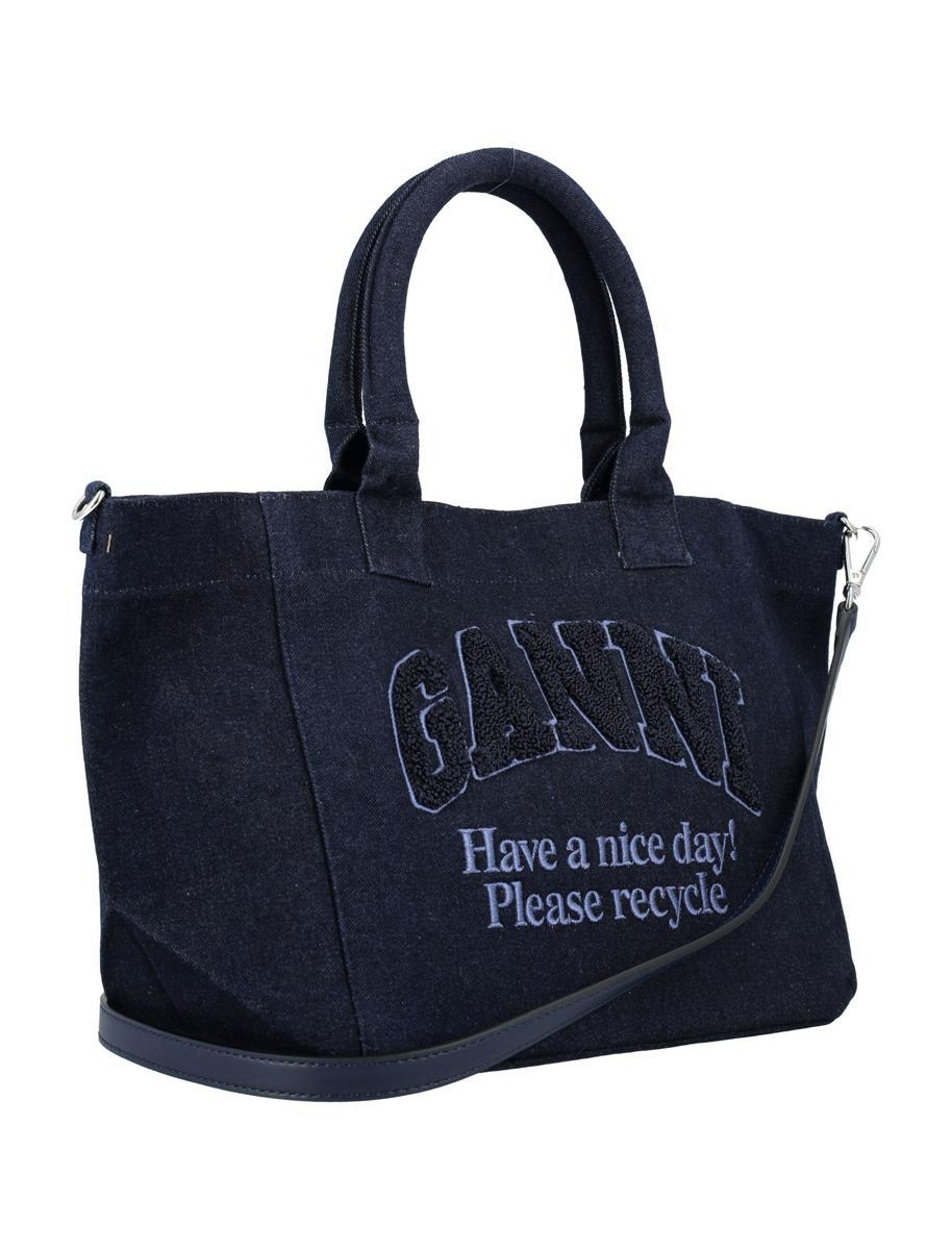 Ganni■25SS Large Easy Shopper Denim Blue bag【 残りわずか】 Ganni【ガニー】large easy shopper denim 