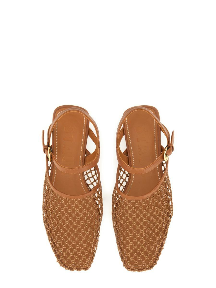 サンダル・ミュール Staud Brown Netted Sandals STAUD Netted Sandals in Brown | Lyst