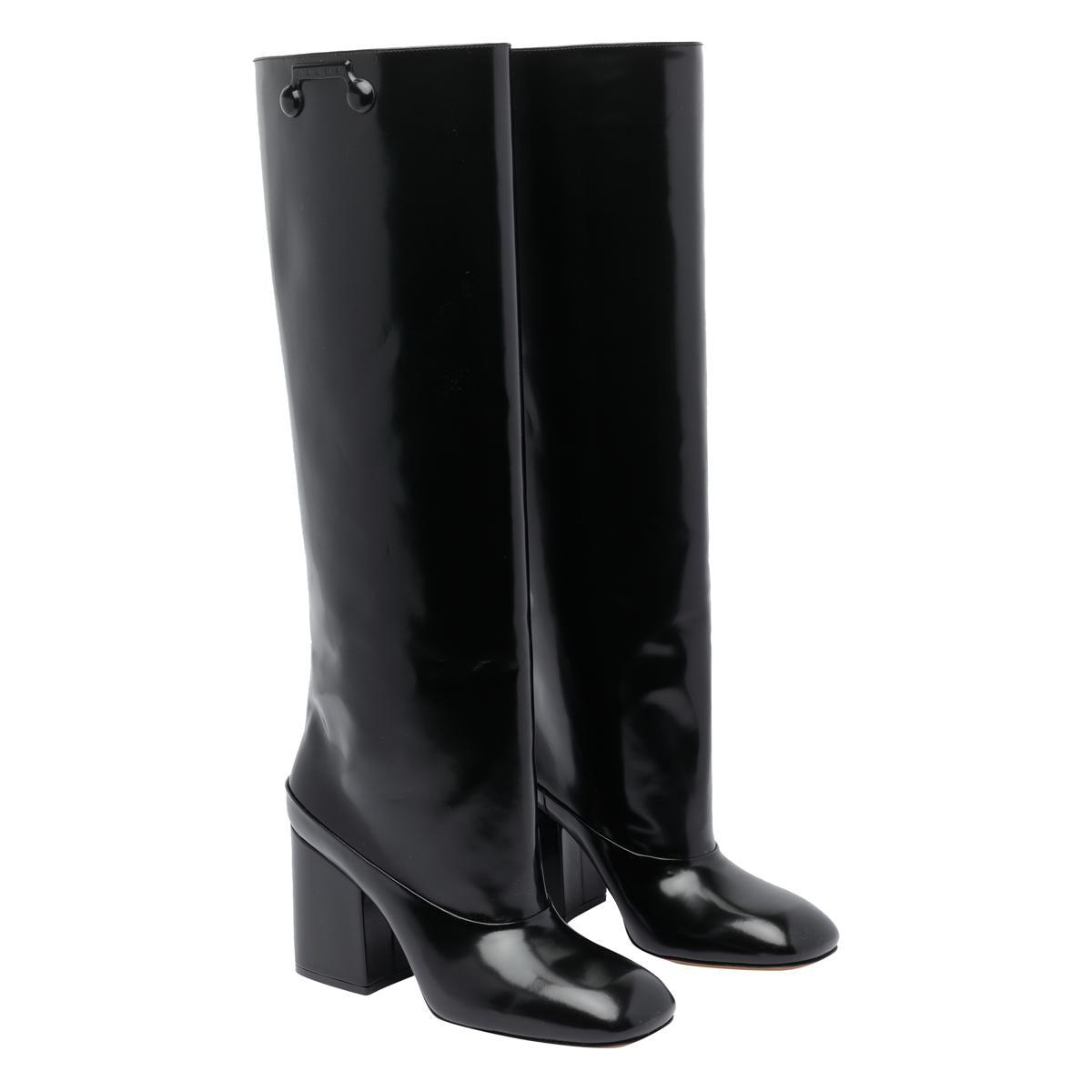 ブーツその他 MARNI BOOTS (STMS014209P7403 00N99) Black leather Trunkaroo knee-high boot | Marni