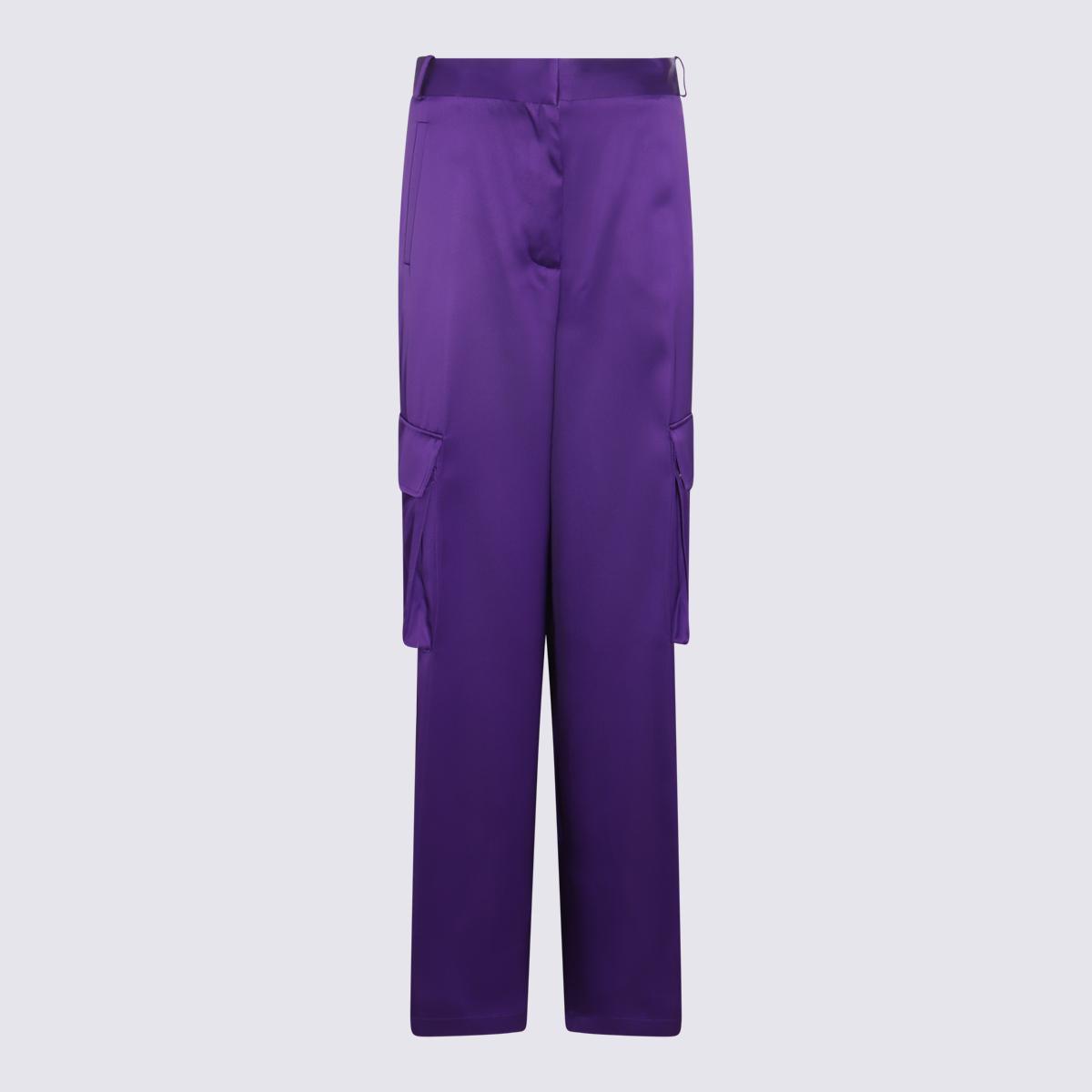 パンツ VERSACE Satin cargo pants Purple Purple Versace Pants for Women | Lyst