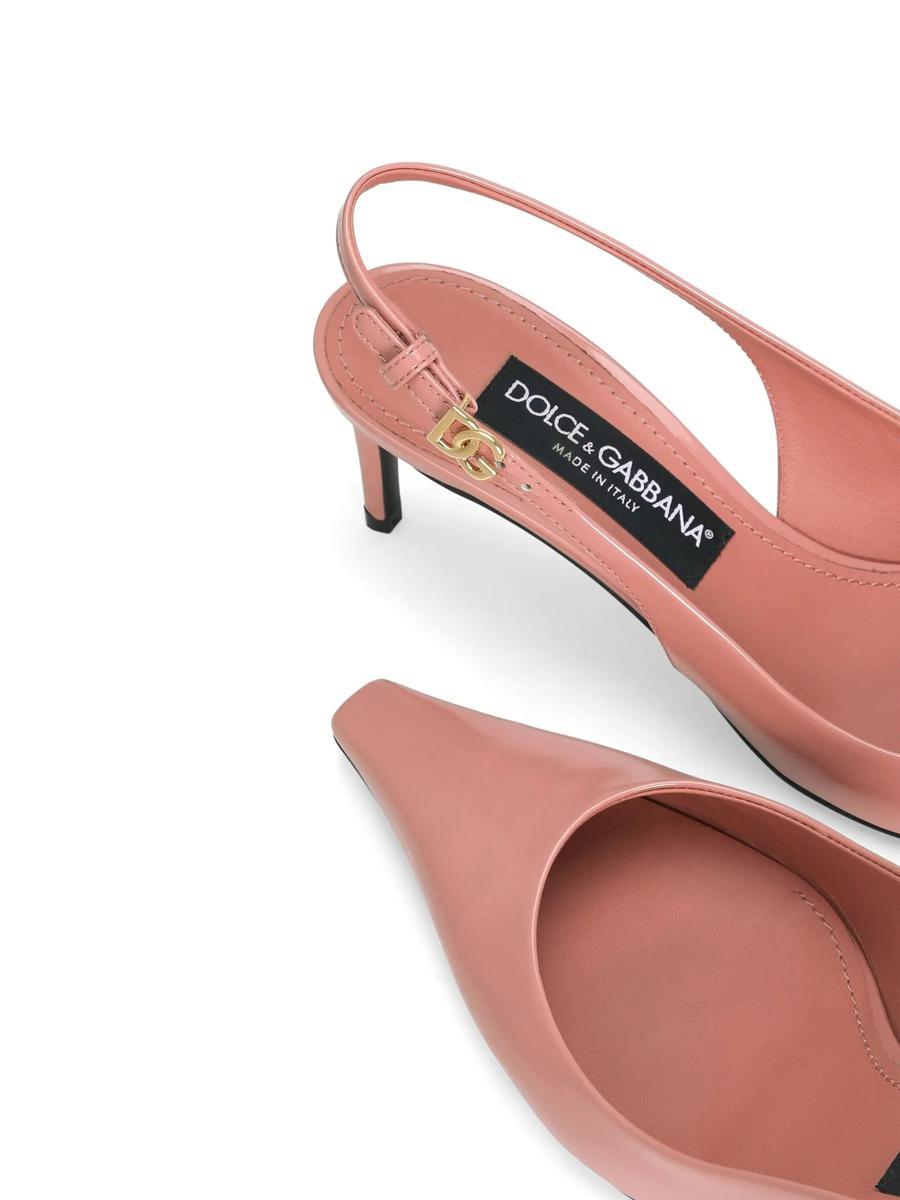 サンダル・ミュール Dolce&Gabbana Pink Leather Slingback With Decollete Dolce & Gabbana Dolce&Gabbana Leather Slingback With