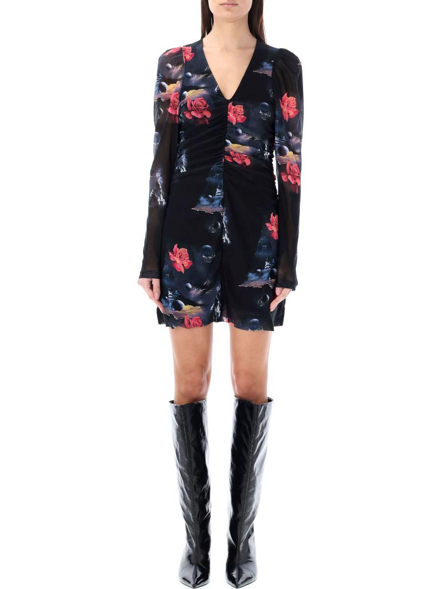 Ganni Mesh Flower Dress in Black Lyst Canada