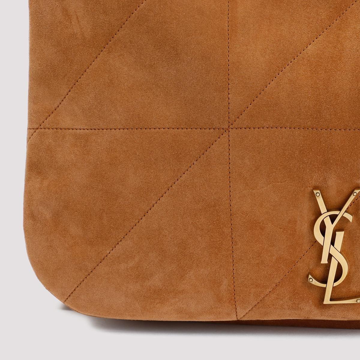 Neutral Jamie YSL-logo woven shoulder bag