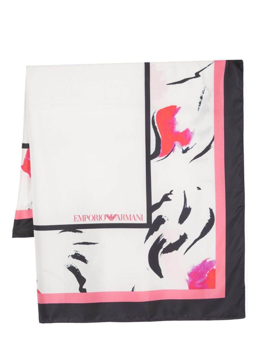 Emporio Armani Printed Silk Foulard in Pink | Lyst