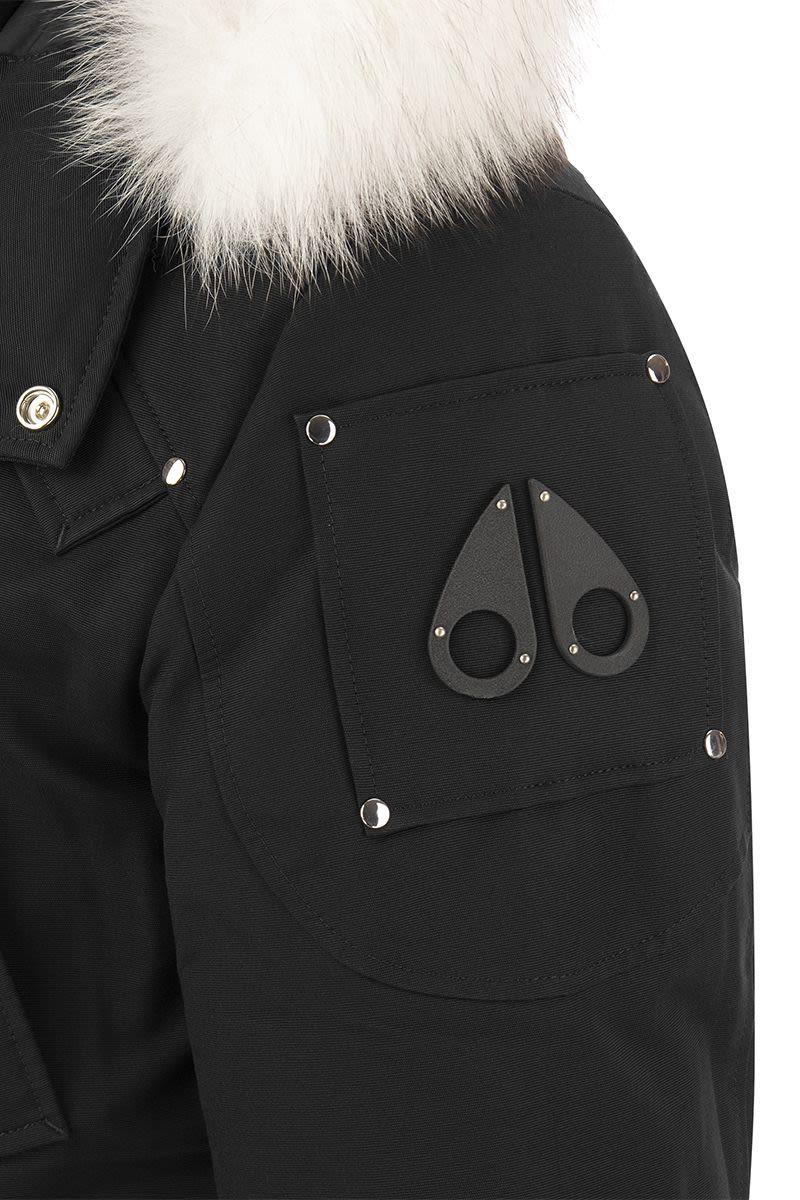 Moose Knuckles Bomber Ballistic - Down Jacket With Fur in Black/White  (Black) for Men | Lyst