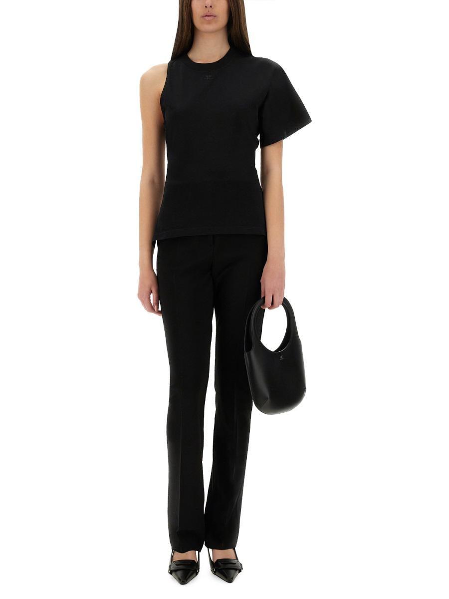 Tシャツ・カットソー COURREGES ONE-SHOULDER T-SHIRT IN SCUBA Courreges One-Shoulder T-Shirt in Black | Lyst Canada