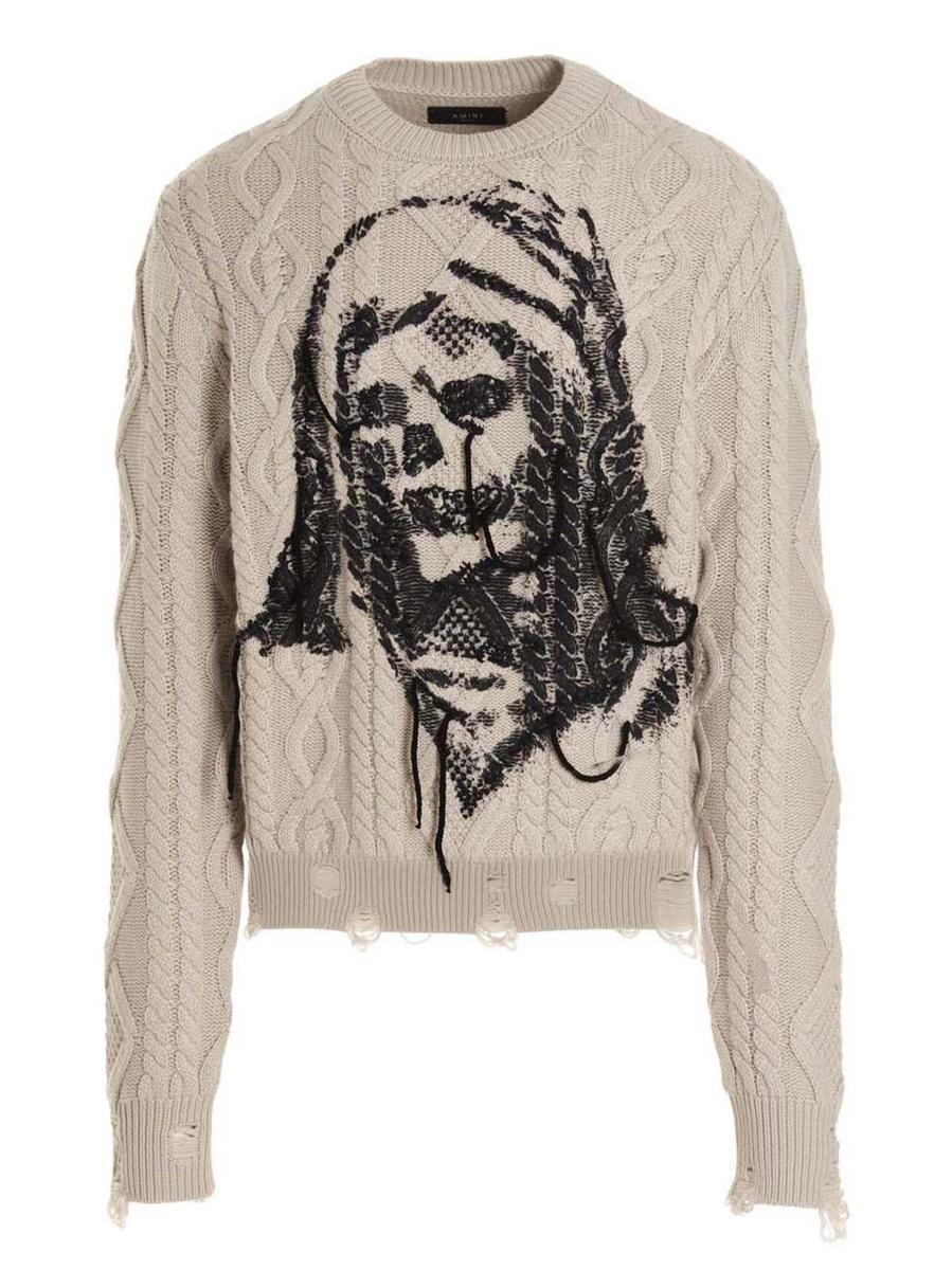 Amiri 'wes Lang Cable Reaper' Sweater in White for Men | Lyst