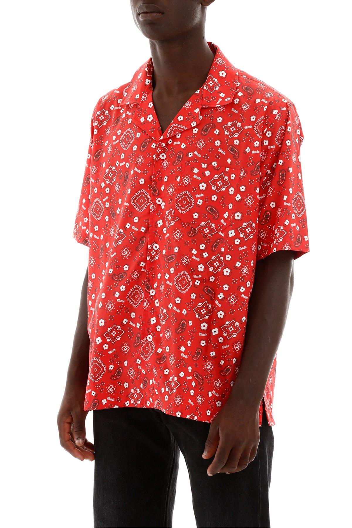 Rhude Cotton Bandana Print Shirt in Red,White (Red) for Men Save 42