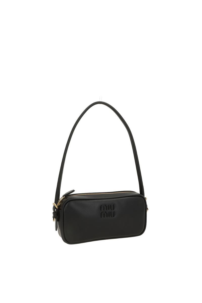 バッグ MIUMIU meatless logo shoulder bag MIU MIU Fabric Logo Print Shoulder Bag Beige/Black | Luxity