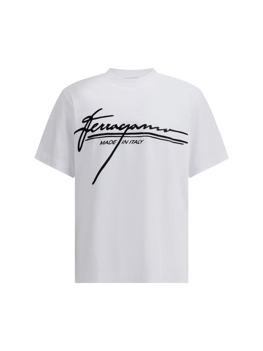 Salvatore Ferragamo｜SHORT-SLEEVED ROUND NECK T-SHIRTS ( Short sleeved t-shirt with graphic logo - Men | Ferragamo
