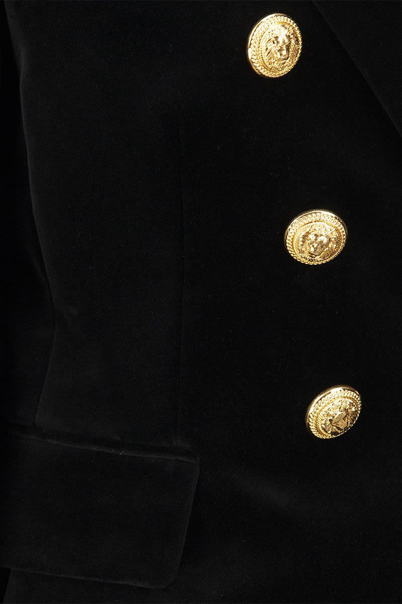 Balmain Black Velvet Double-breasted Blazer With Gold Buttons | Lyst