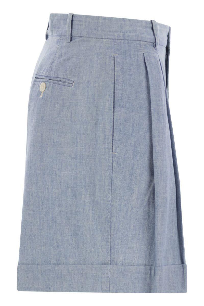 ショートパンツ Ralph Lauren Pleated cotton chambray shorts (211959939 001) Polo Ralph Lauren Pleated Cotton Chambray Shorts in Blue | Lyst