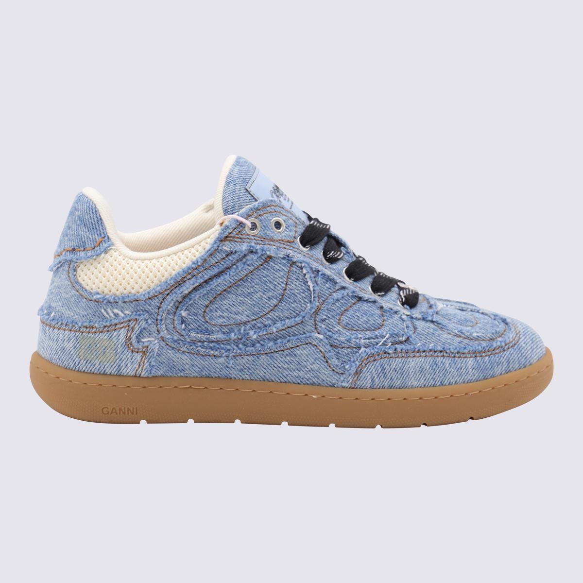 【関税&送料込み】Ganni Light Blue Cotton Sneakers Blue Ganni Sneakers for Women | Lyst