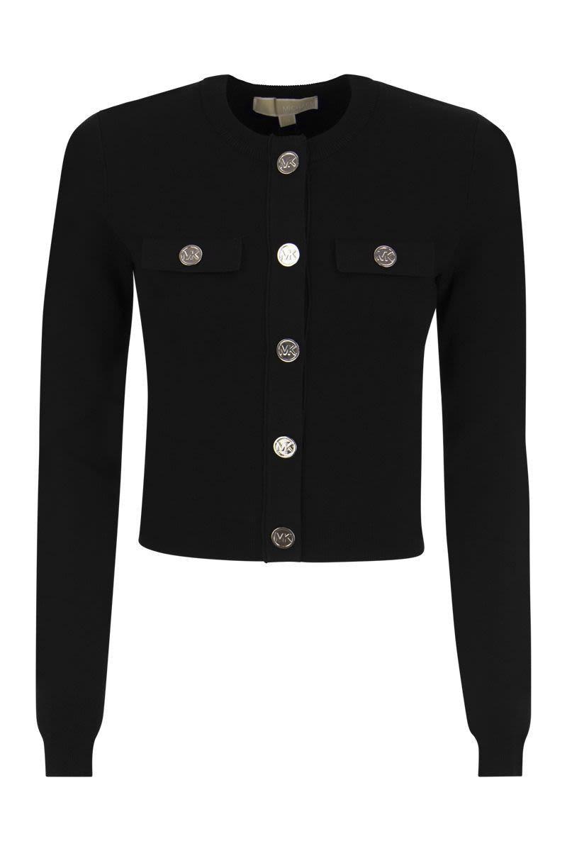 Michael Kors Cardigan With Logo Buttons in Black | Lyst