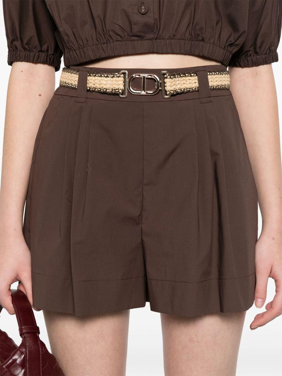 ショートパンツ TWINSET BROWN COTTON SHORTS Twinset Cotton Shorts In Brown With Belt Waist | Lyst