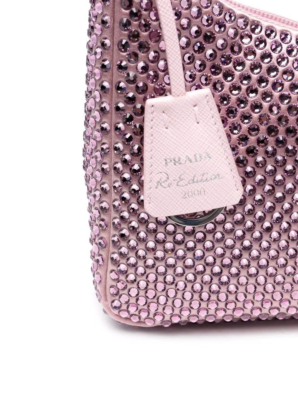 Pink Prada Re edition with crystals  Pink prada bag, Fancy bags, Prada  purses