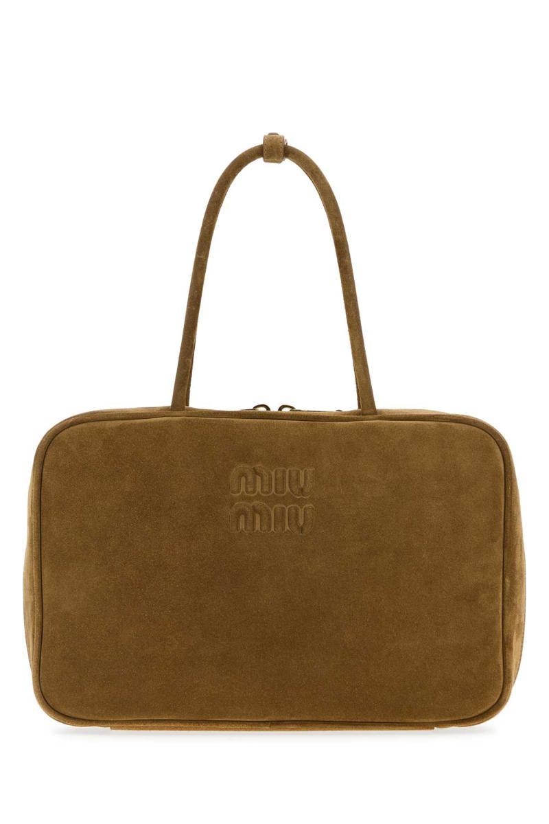 トートバッグ Miu Miu Camel Suede Leather Shopping Bag Miu Miu Camel Suede Leather Shopping Bag | italist
