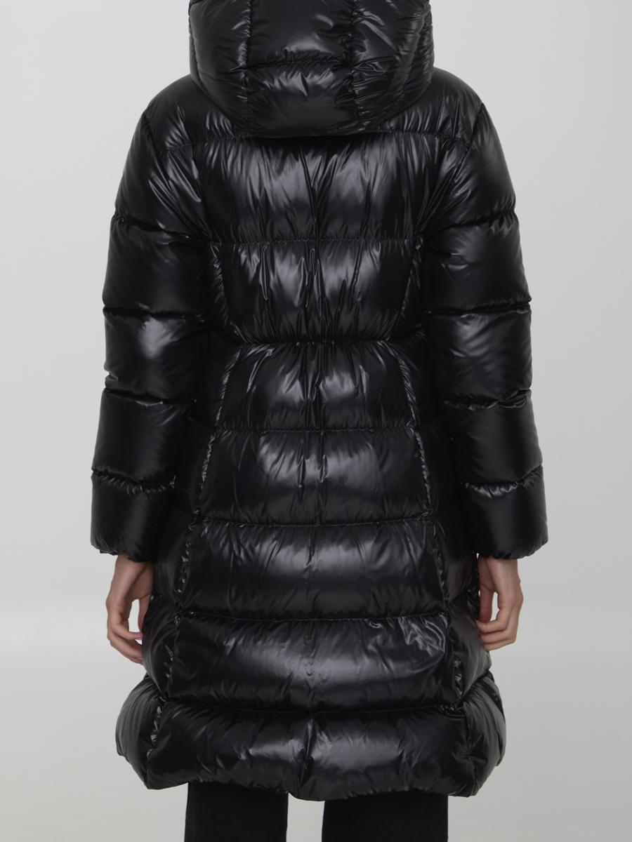 Black high shine puffer jacket women's deals