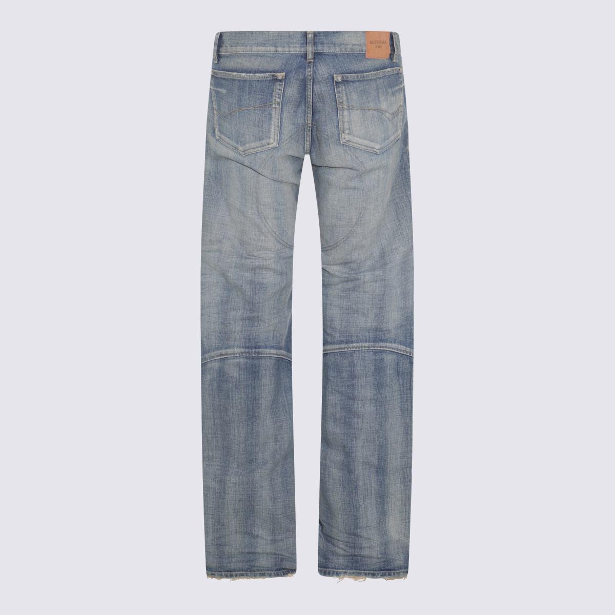 ［BALENCIAGA ］BLUE GREY COTTON DENIM JEANS Balenciaga Cotton Denim Jeans in Gray for Men | Lyst