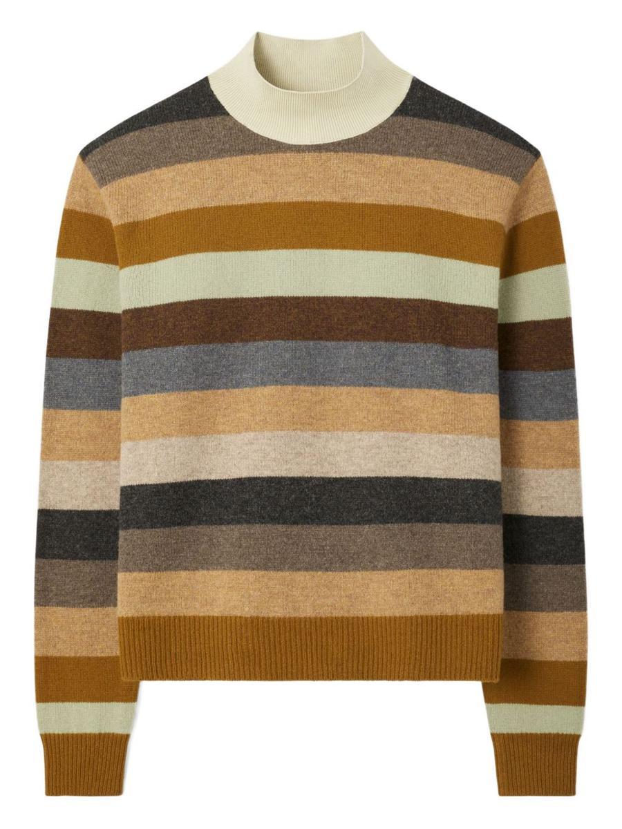 送料&関税込み★Tory Burch★STRIPED WOOL RIBBED TURTLENECK Merino Wool Turtleneck: Women's Designer Sweaters | Tory Burch