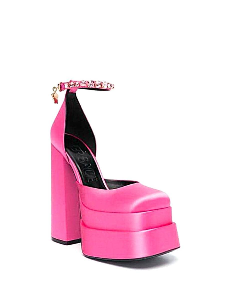 Versace Satin Crystal Medusa Platforms in Pink Lyst UK