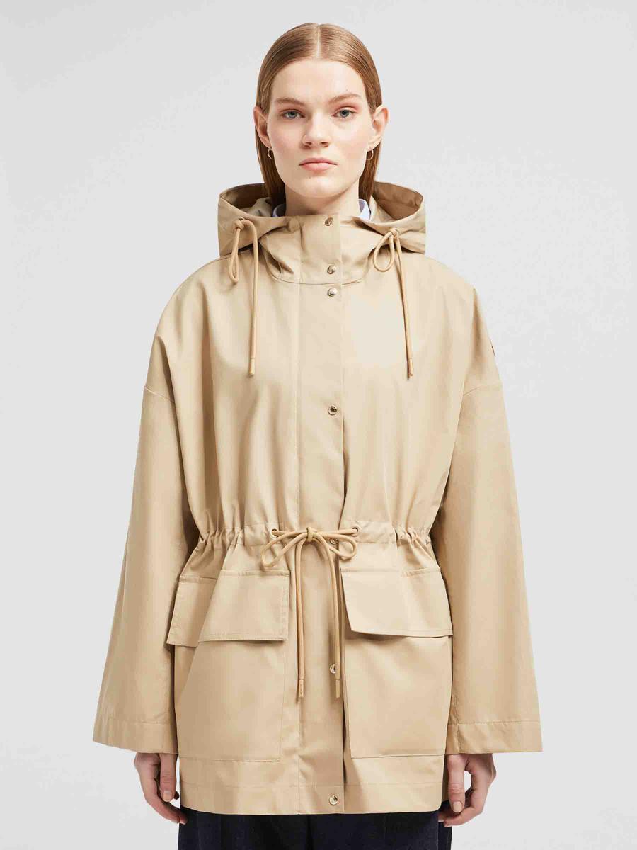【関税&送料込み】Moncler Adjustable Plain Trench Coat Moncler Adjustable Plain Trench Coat in Natural | Lyst