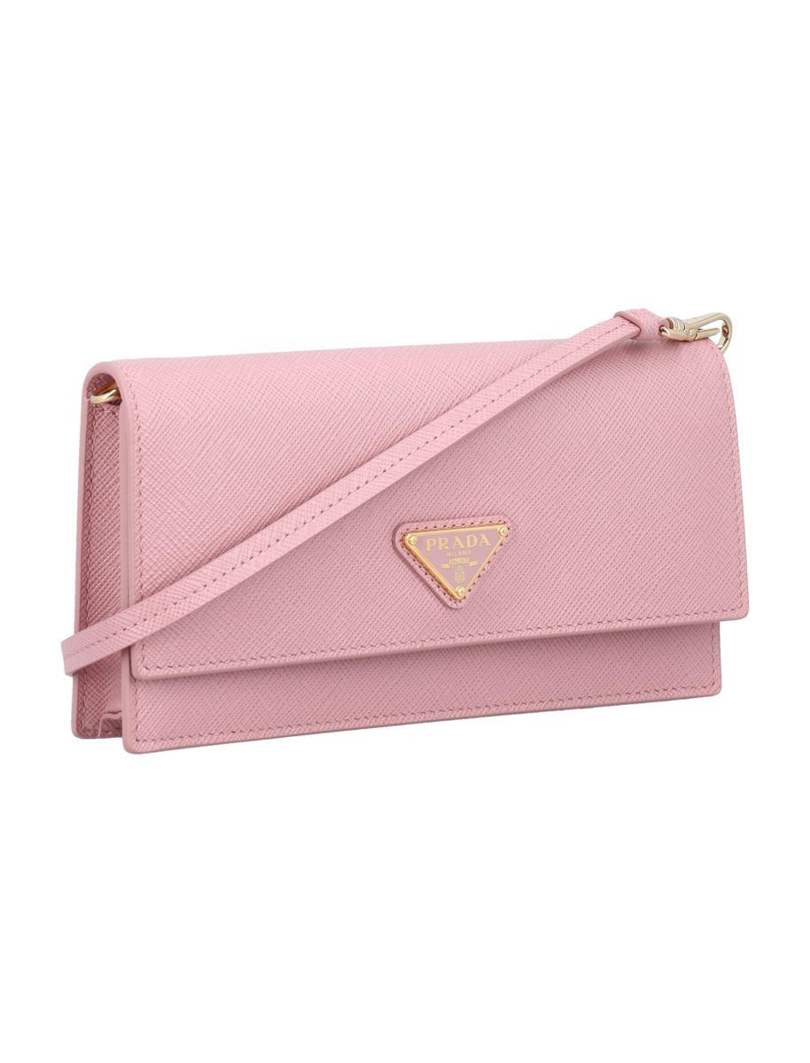 Prada Saffiano Leather Mini Pouch Prada Heart Bag Pink Pink Prada