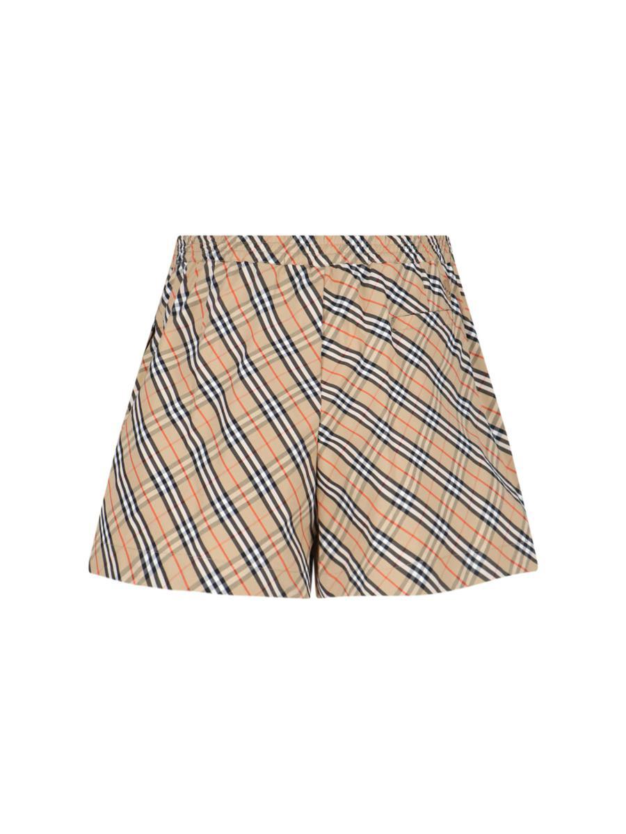 Burberry Check Shorts in Natural | Lyst